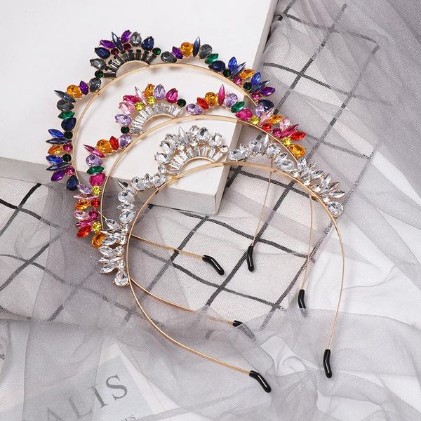 

hair clips & barrettes baroque crystal crowns women wedding bride jewelry hairband rhinestone ladies elegant accessories headpiece, Golden;silver
