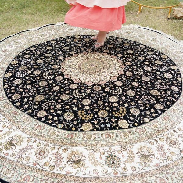 

carpets 8'x8' persian hand-woven indoor silk area carpet qum (yxr309b)
