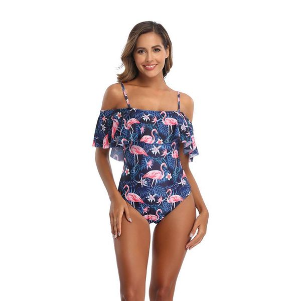 

ladies women's swimwear push up bikini beach ruffled one-piece slim-fit swimsuit classic suits