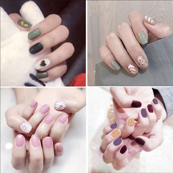 

14pcs fake nails with glue for girls candy color diy nail art tips full cover stamping manicure sticker tools1, Black