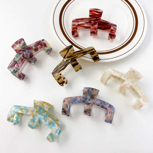 

hair clips & barrettes 2021 fashion large m-shaped leopard print hairpin claw clip female acrylic acetate for woman, Golden;silver