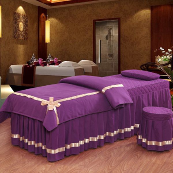 

beauty korean pure color frosted massage bedspread four piece set of bedding