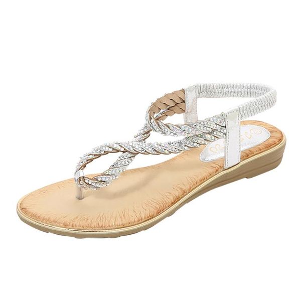 

casual shoes women fashion platform ladies crystal wedges elastic band bohemian beach shoe sandals, Black