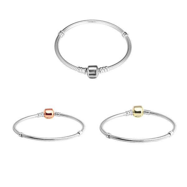 

other bracelets bracelet for women gold rose round barrel clasp chain 925 sterling silver jewelry femme pulseira plata de ley armband, Golden;silver