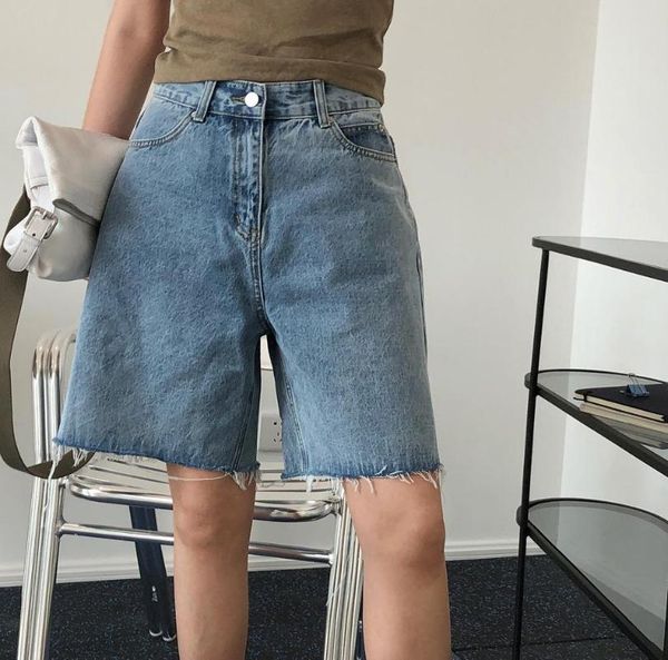 

woman short cotton jeans knee shorts women's, Blue