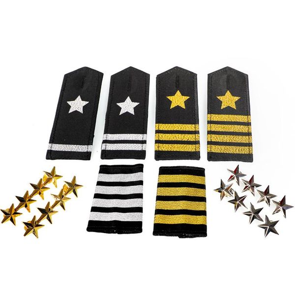 

wide brim hats security guard insignia metal star etiquette performance badges accessories mititary pilot uniform decoration, Blue;gray