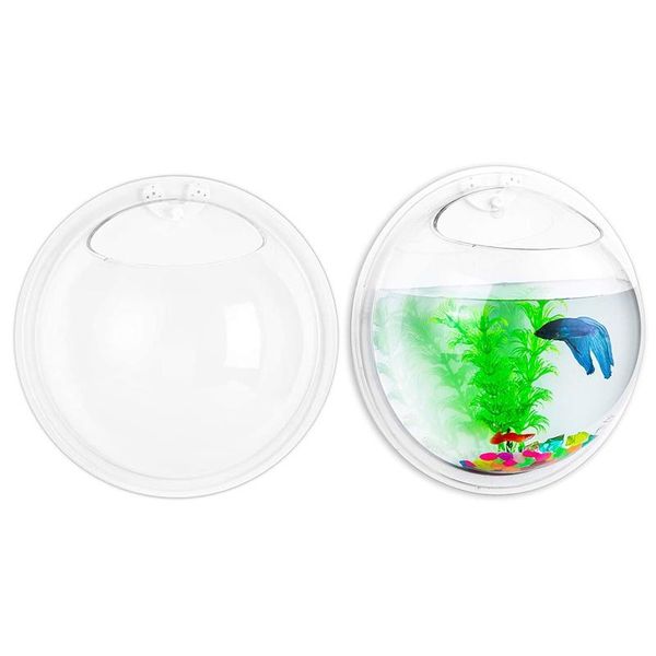 

wall hanging fish bowl mirror round acrylic plant tanks and aquariums vase pot for garden, home, outdoor