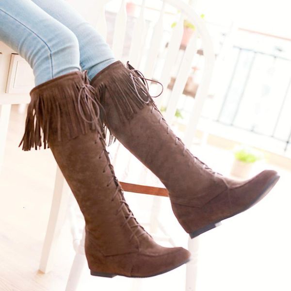 

boots for dropship wholesale shoelaces classic vintage fringes winter shoes women tassels riding female zwnz, Black