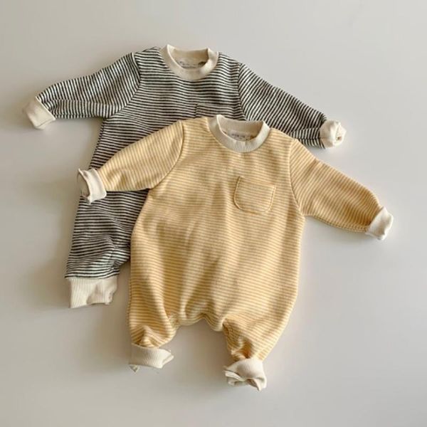 

jumpsuits 2021 spring autumn baby clothes long-sleeve striped infant children's girl boys jumpsuit casual romper, Blue