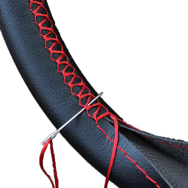 

diy 42 45 47 50cm steering wheel covers soft leather braid on the steering-wheel of with needle and thread car accessories