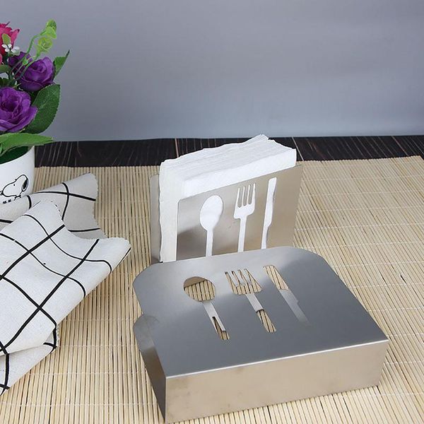 

tissue boxes & napkins stainless steel towel napkin rack box holder table decoration cutlery floral hollow out design