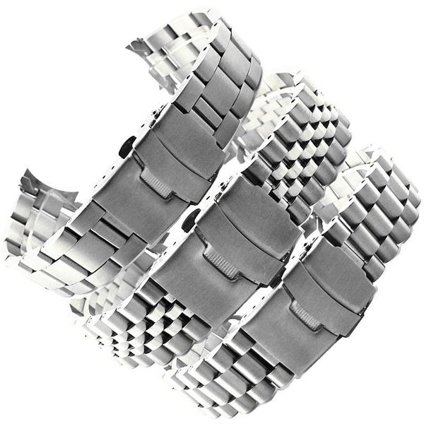 

watch bands 20mm 22mm 24mm stainless steel band strap silver polished mens luxury replacement metal watchband bracelet for, Black;brown