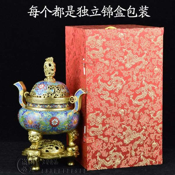 

vases cloisonne incense burner antique pure red copper xuande casting tire beijing traditional handicraft home enamel