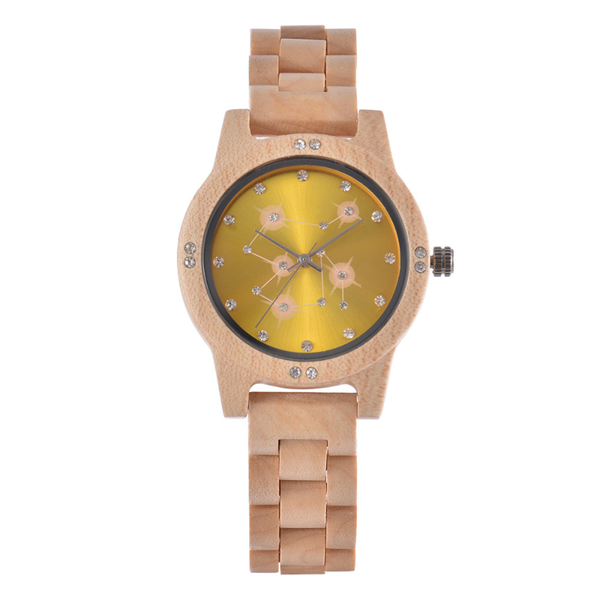 

wristwatches low moq custom logo watch for women starry sky ladies wood quartz fashion trend wooden, Slivery;brown