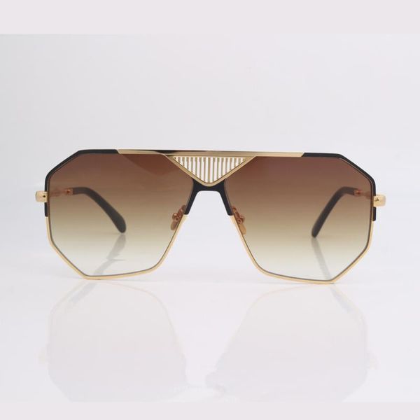 

sunglasses gold metal frame flat for men big size brown gradient, White;black