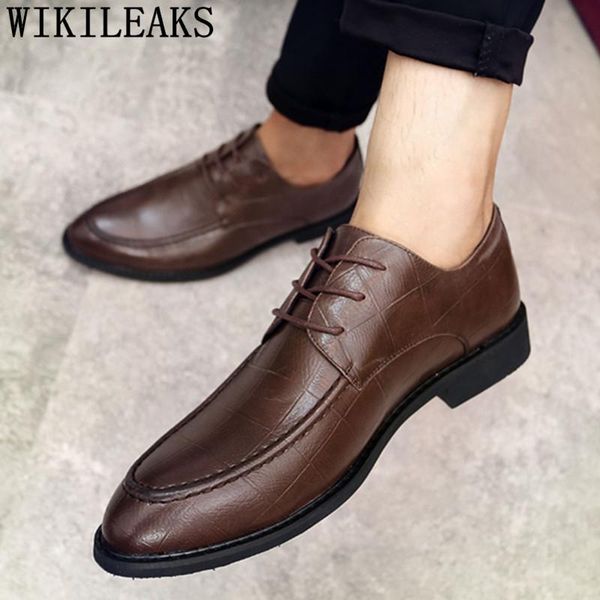 

dress shoes office men classic brown luxury leather fashion 2021 coiffeur business oxford for formal ayakkab, Black