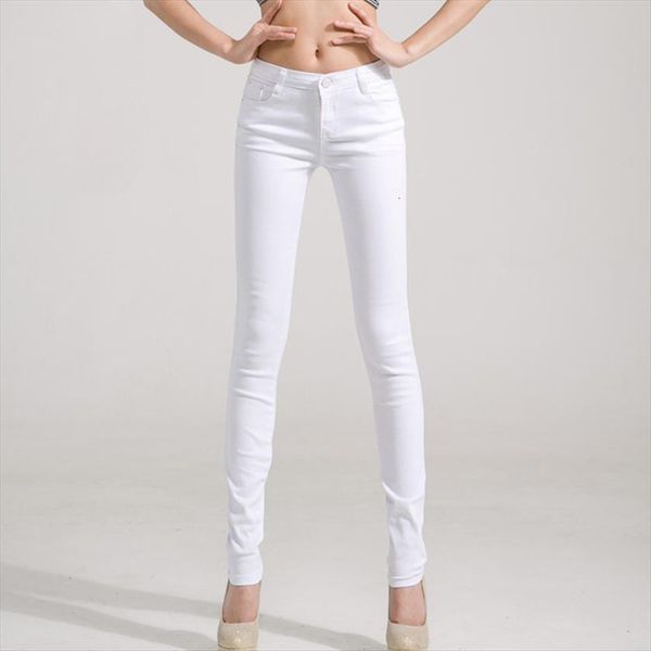 

streetfashion low rise waist womens jeans mom casual boyfriend elastic denim pants colored skinny plus size, Blue