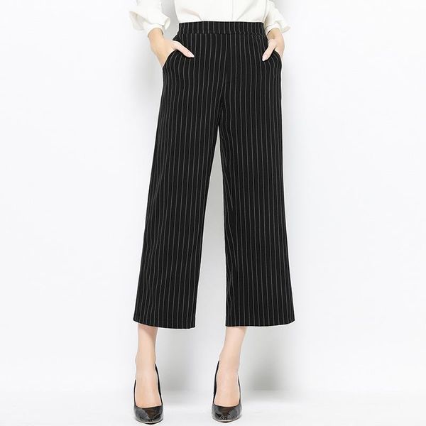 

women's pants & capris large size spring wide leg nine, Black;white