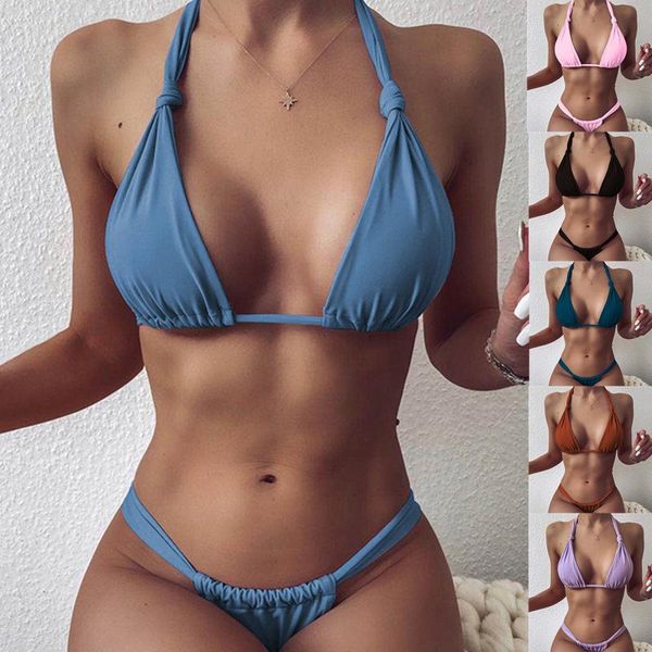 

women's swimwear bikini 2021 swimsuit solid color gather set biquini bathing suit women bikinis string beach 2 piece, White;black
