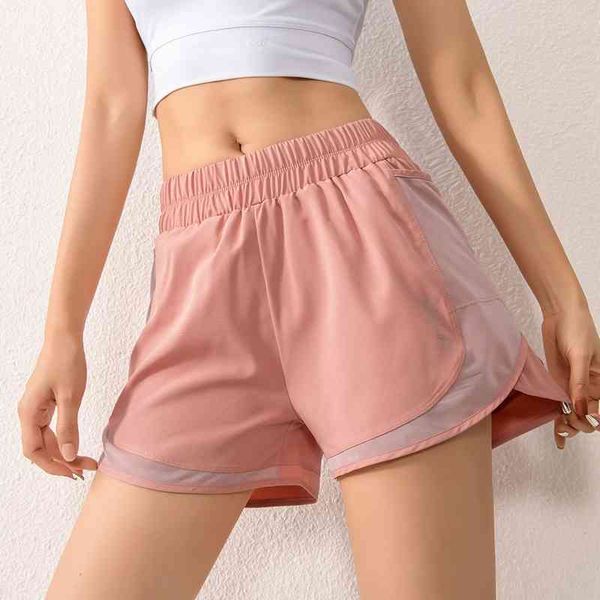 

sports shorts women's anti light outer wear loose casual mesh pocket quick dry running fitness pants high waist yoga pants, Black;white