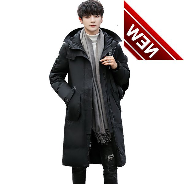 

winter men s down coat middle long youth thickened jacket, Black