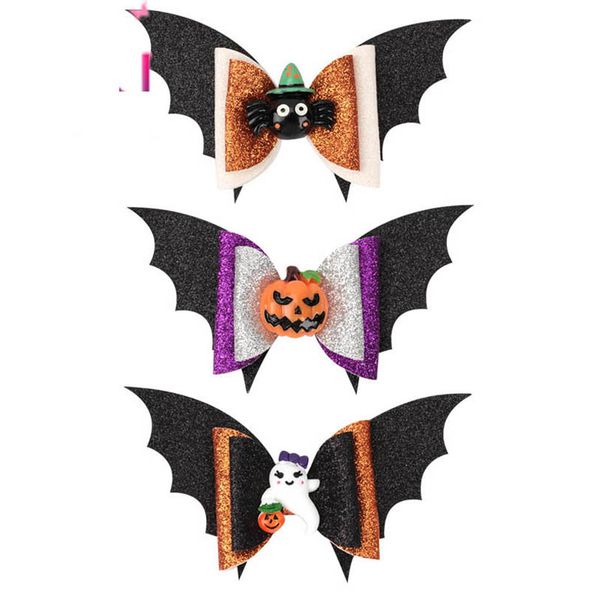 

girls hair accessories kids hairclips baby bb clip barrettes clips children bow hairpin ornament pumpkin halloween accessory b7920, Slivery;white