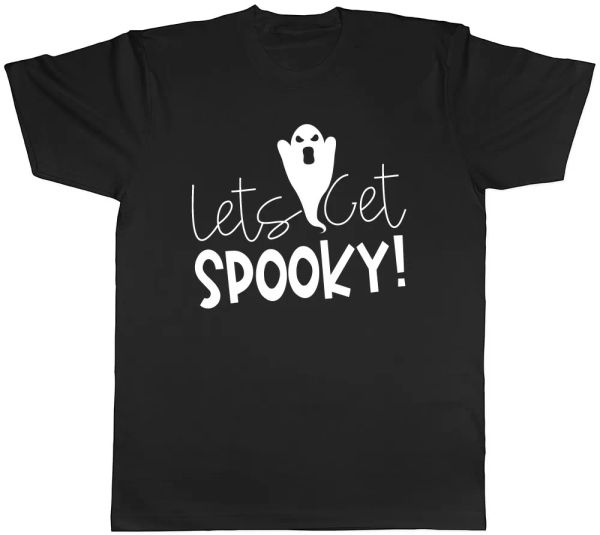 

lets get spooky mens womens ladies halloween t shirt tee, White;black