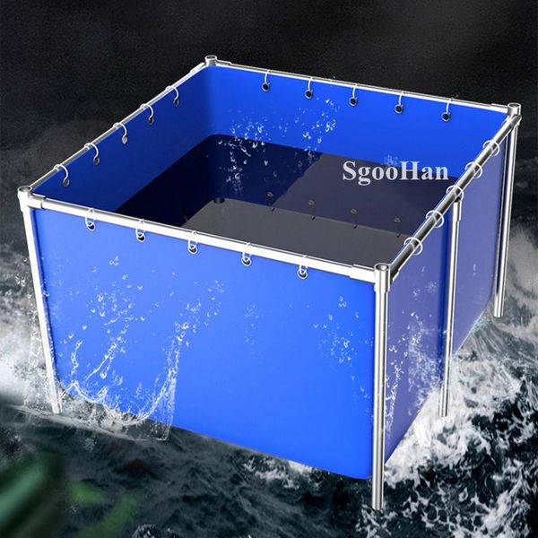 

shade pvc coating canvas water pool tarpaulin home aquarium fish tank children swimming aquaculture tank+steel pipe support