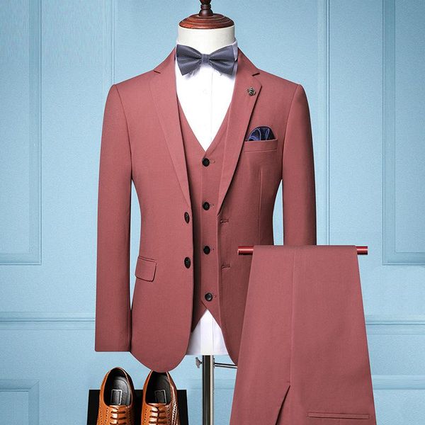 

men's suits & blazers 2021 autumn business formal groom wedding dress suit 3 piece set (blazer + vest pants) classic, White;black