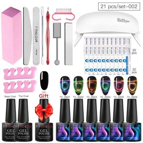 

nail art kits t-tiao club 9d cat eye gel polish kit with gift magic uv lacquer set hybrid base varnish magnetic manicur