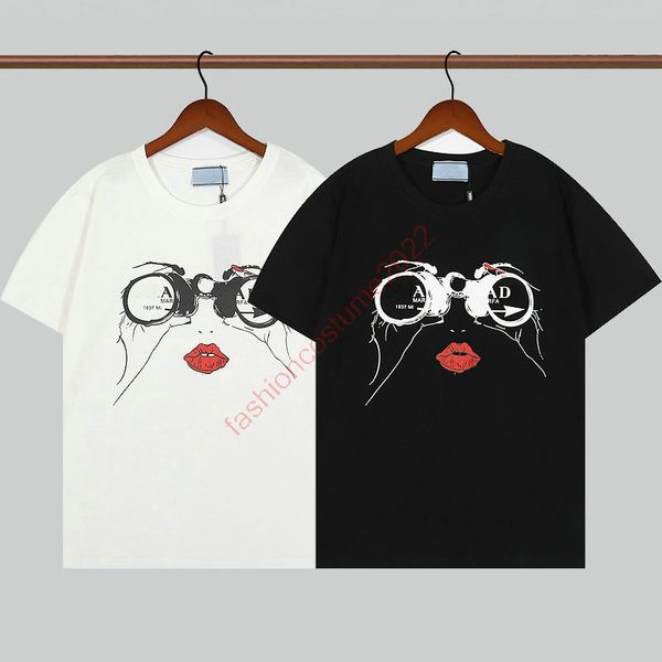 

fashion embroidered jersey t-shirt triangle logo t shirt streetwear men women designer hip hop short sleeve mens black white t-shirt tees sh, White;black