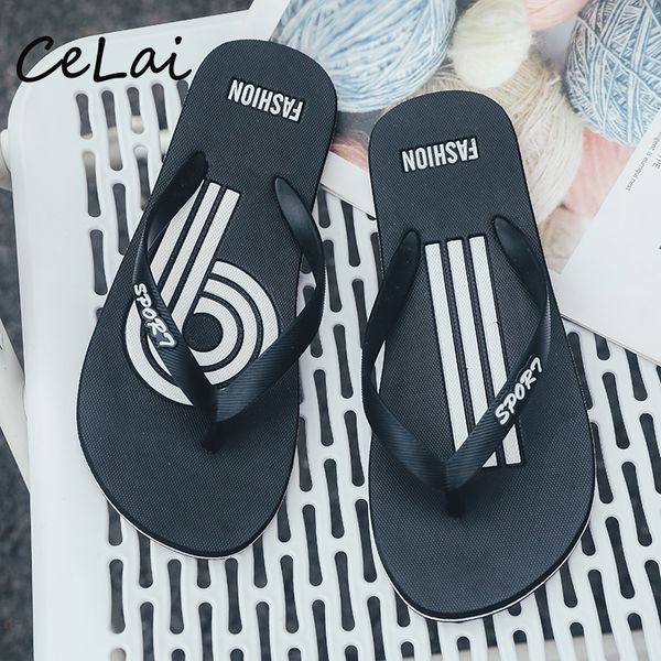 

celai fashion men shoes flip flops summer 2021 men's tong shoes leisure sandals male soft slipper zapatillas hombre casual a-070, Black