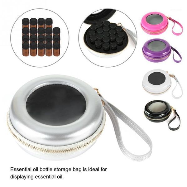 

compartments 2ml essential oil carrying portable holder durable pu leather storage bag+essential refillable bottle