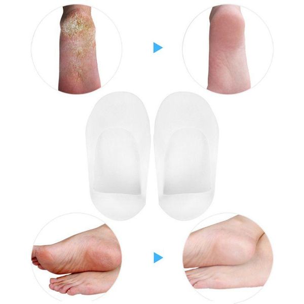 

sports socks 1 pair breathable silicone gel moisturizing foot sock cracked care protection, Black
