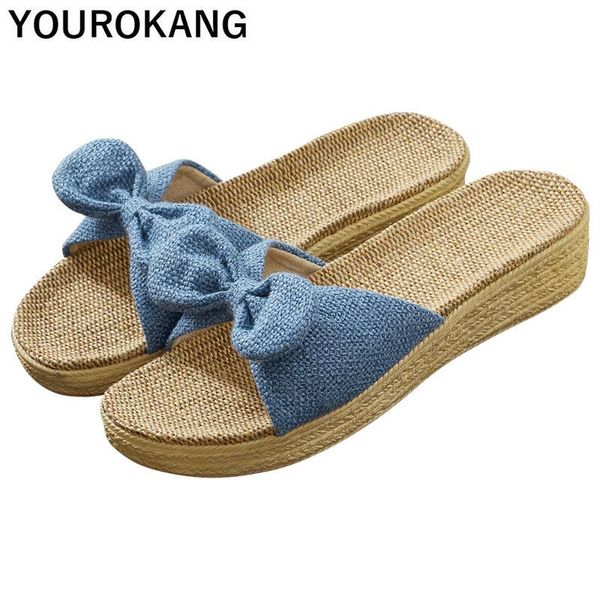 

summer women flax shoes breathable home slippers 2021 flat ladies linen floor couple bedroom footwear, Black