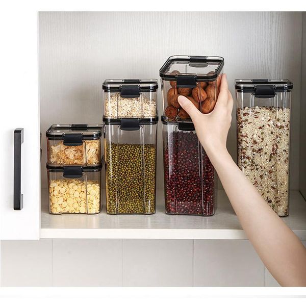 

storage bottles & jars 480ml/1800ml food container ps covered high sealed glass tank kitchen miscellaneous grain boxes wholesale