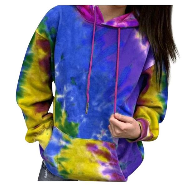 

women's hoodies & sweatshirts women plus size 4xl tie-dye printed gradient pullover long sleeve sweatshirt for female spring autumn hip, Black