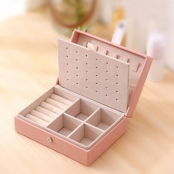 

Jewelry Pouches, Bags PU Leather Universal Organizer Display Travel Case Boxes Portable Box Button Storage, Pink;blue