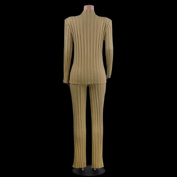 

gym clothing shoulder pad long ribbed sweater trousers set for party, White;black