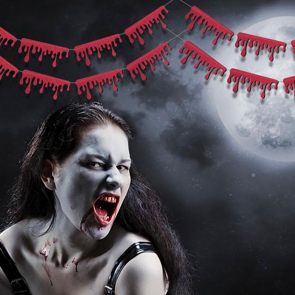 

party decoration halloween blood string hanging ornaments haunted house home garland banner horror props bloody flags