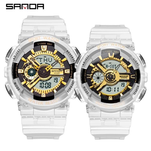 

wristwatches sanda g style digital couple watch mens sports watches women army military wristwatch erkek saat resist clock quartz, Slivery;brown