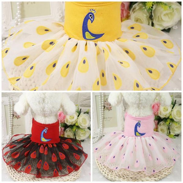 

clothes for small dogs pets skirt 3d peacock wedding special clothing party dress pet embroidered yarn attractive dog apparel