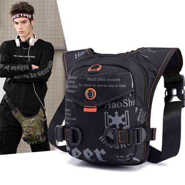 

men waterproof nylon drop leg bags thigh hip bum belt bag waist fanny pack boys travel riding motorcycle crossbody shoulder 210911
