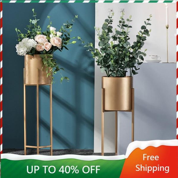 

vases nordic golden vase stand luxury antique metal decoration retro wedding simple maceteros home gold 50hp
