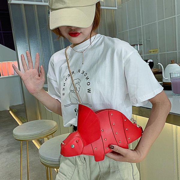 

shoulder american european new style bag and cartoon dinosaur 2020 female messenger rivet funny personality creative rltuj