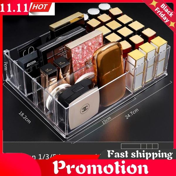 

clear various compartments makeup organizer cosmetic make up tool storage box brush holder blush lipsticks organiser drawer case boxes & bin