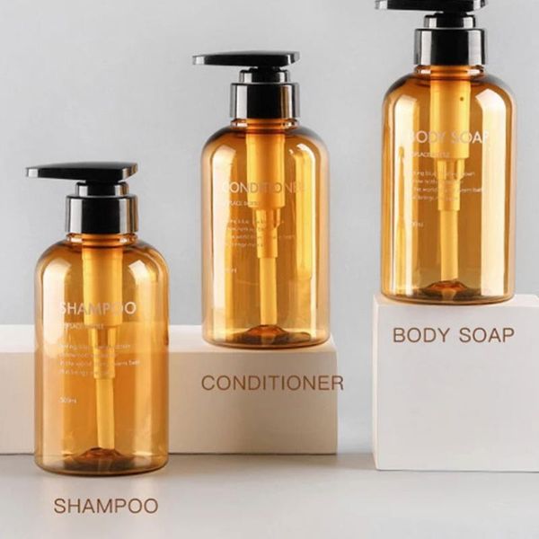 

liquid soap dispenser 3 in 1 set bathroom shower gel shampoo hair conditioner refillable 300ml/500ml plastic refill empty bottles