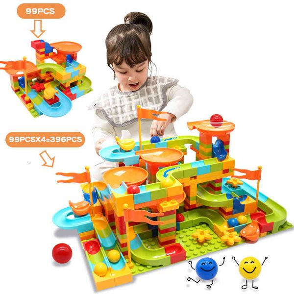 

396pcs big size marble race run maze ball tracks building blocks diy funnel slide bricks toys for children kids gifts 1008