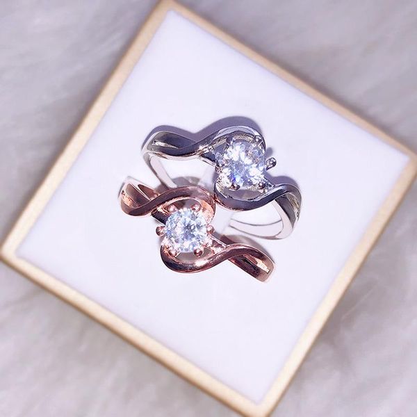 

wedding rings exquisite crystal engagement ring elegant temperament female romantic manufacturer wholesale, Slivery;golden