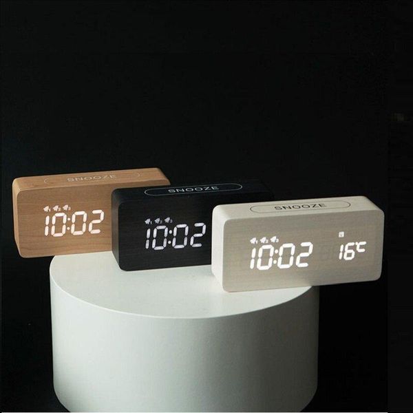 

desk & table clocks creative wood clock rechargeable electronic automatic time alarm fashion nordic style